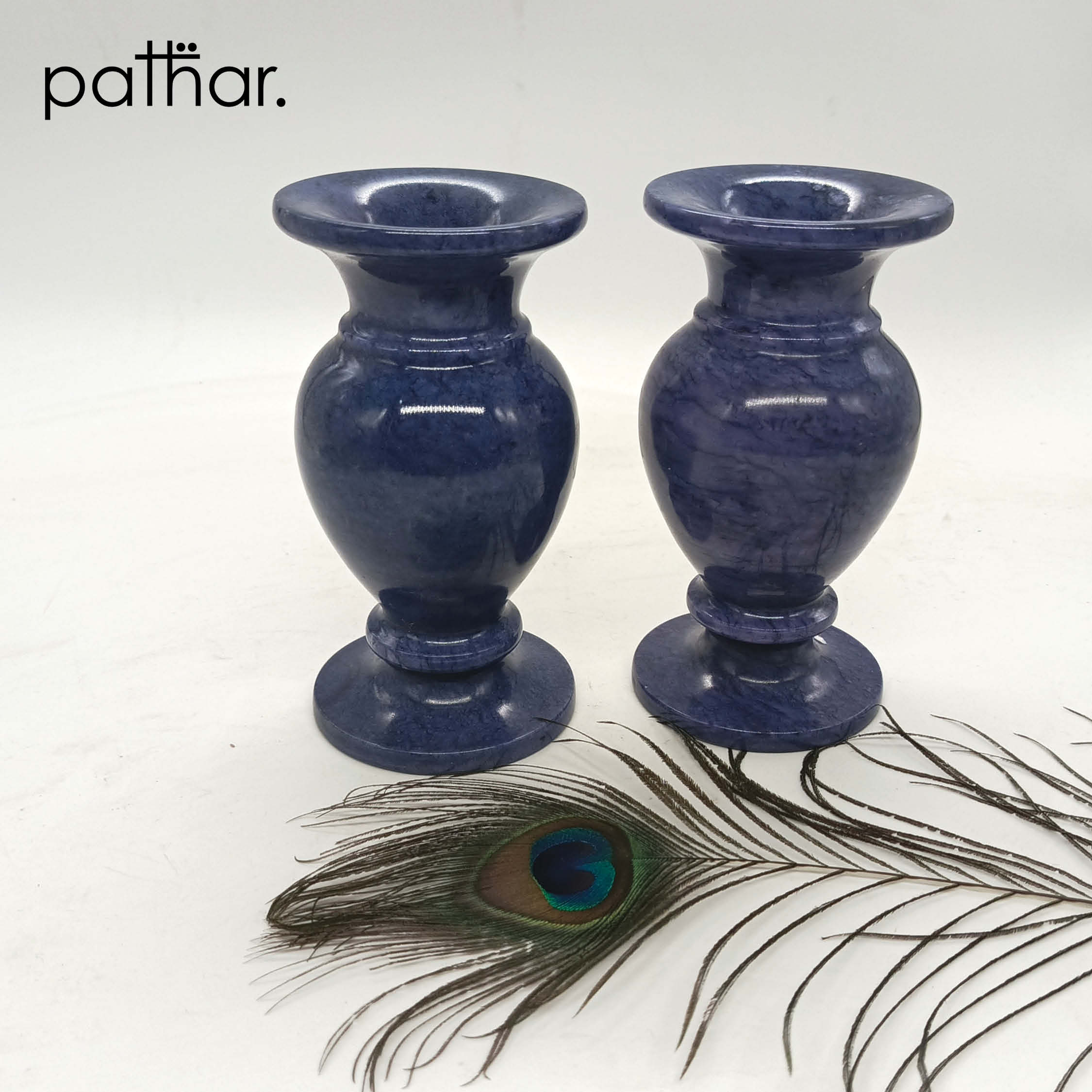 Classic Marble Vases - Blue - Set of 2