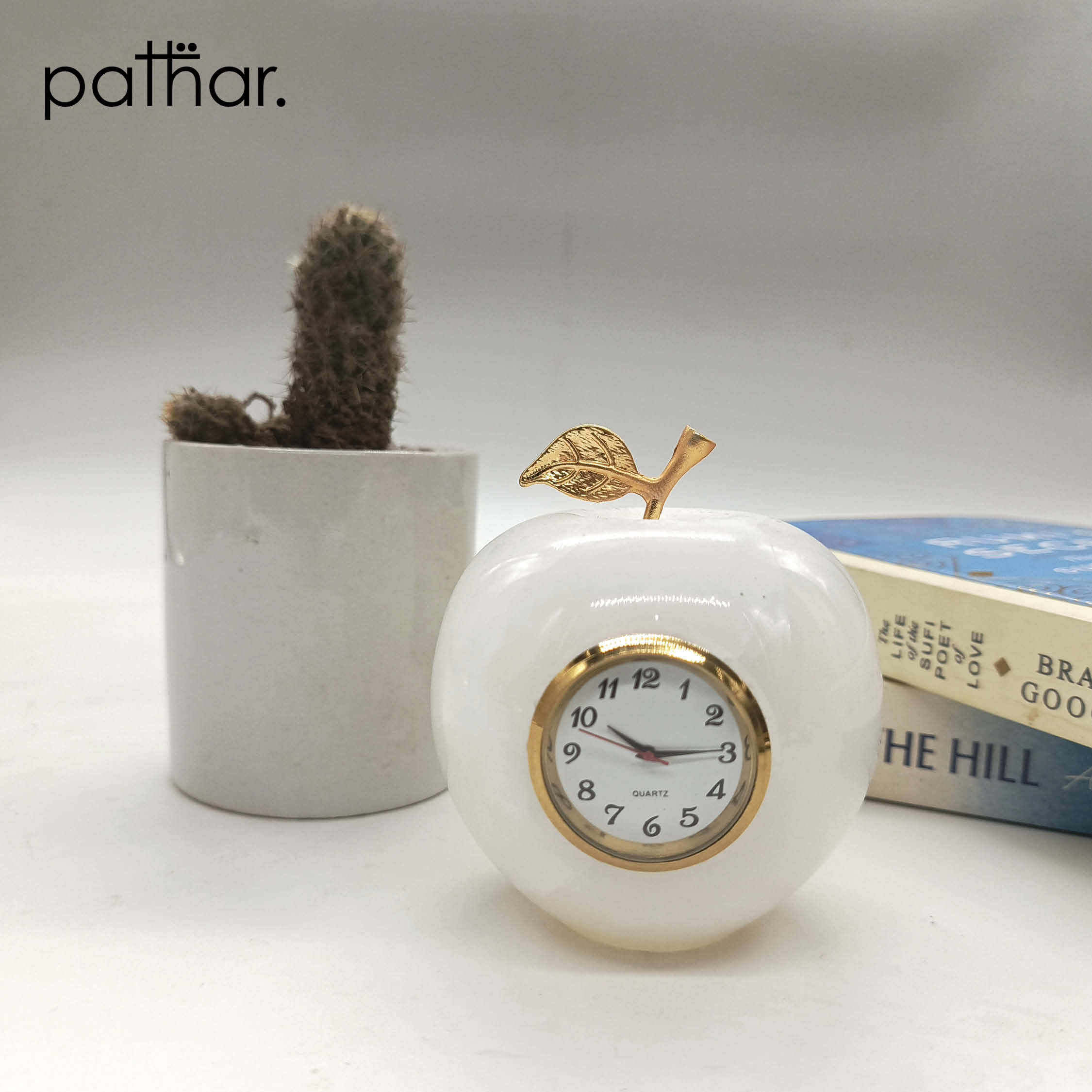 White Onyx Table Clock - Exclusive Collection